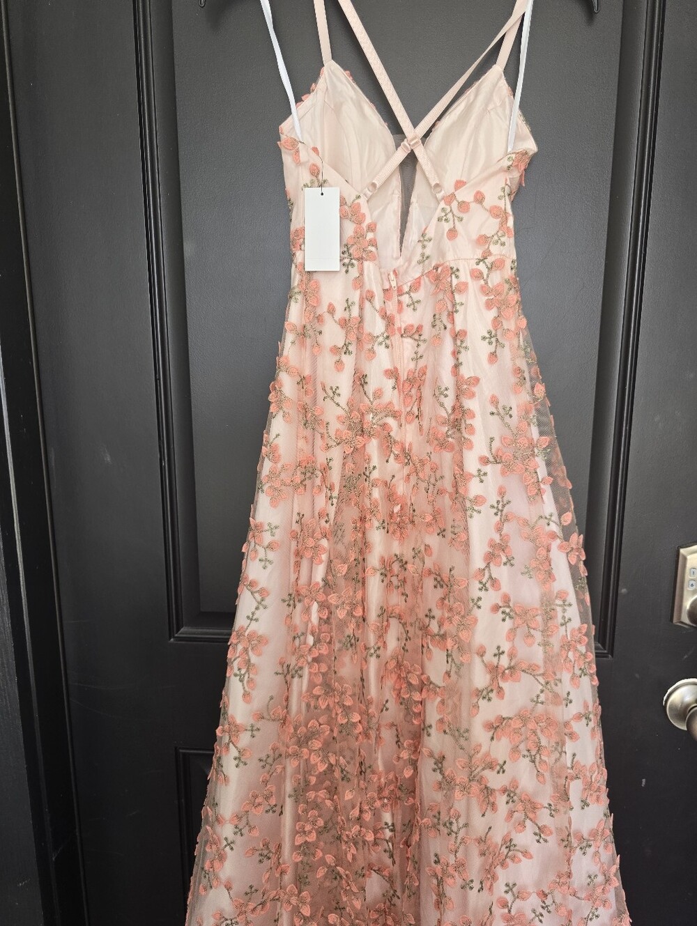 BCX Embroidered Floral Tulle Maxi Dress Pink Prom Formal Gown Size 1 $199 - Picture 10 of 13